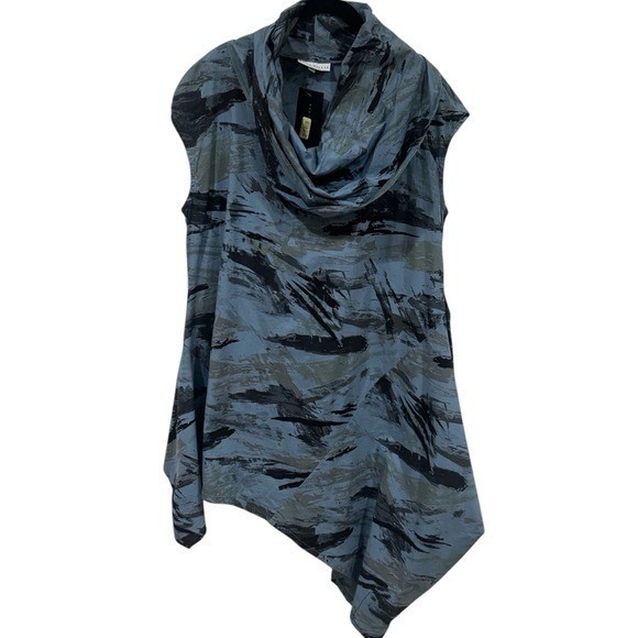 NEW Bryn Walker Noa Tunic in Blue and Black Brushed Watercolor Women's Size M - Picture 2 of 12